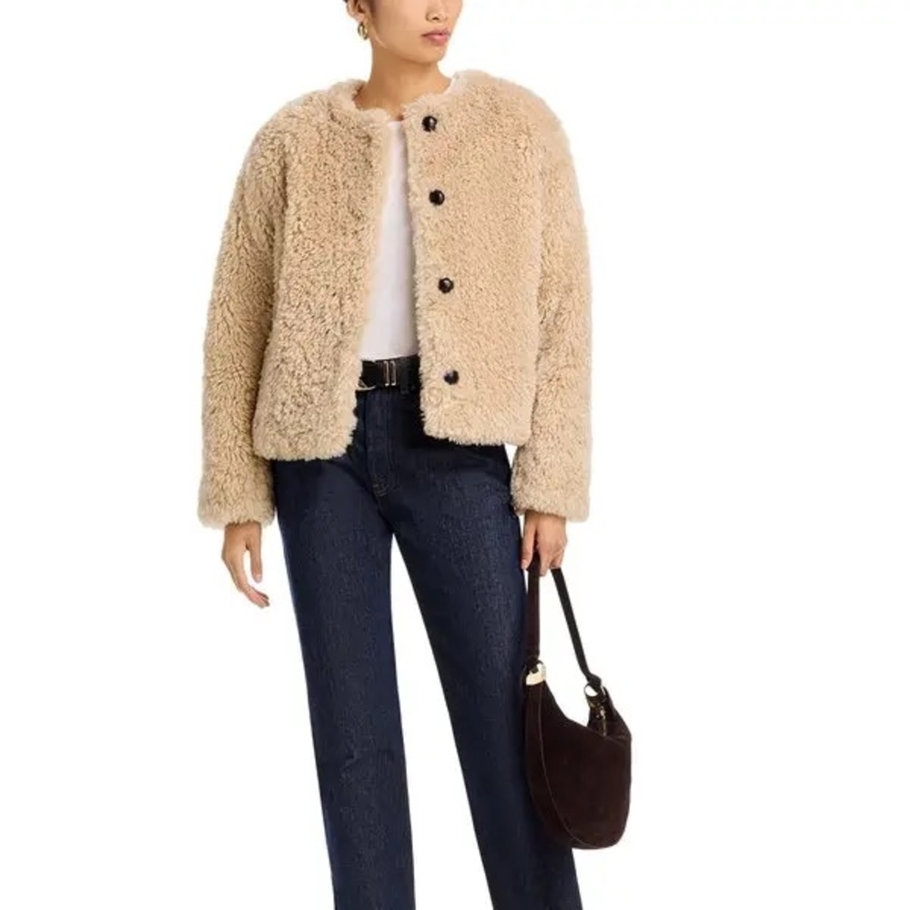 Rag & Bone Sabrina faux fur coat cropped shearling jacket beige glam winter cute